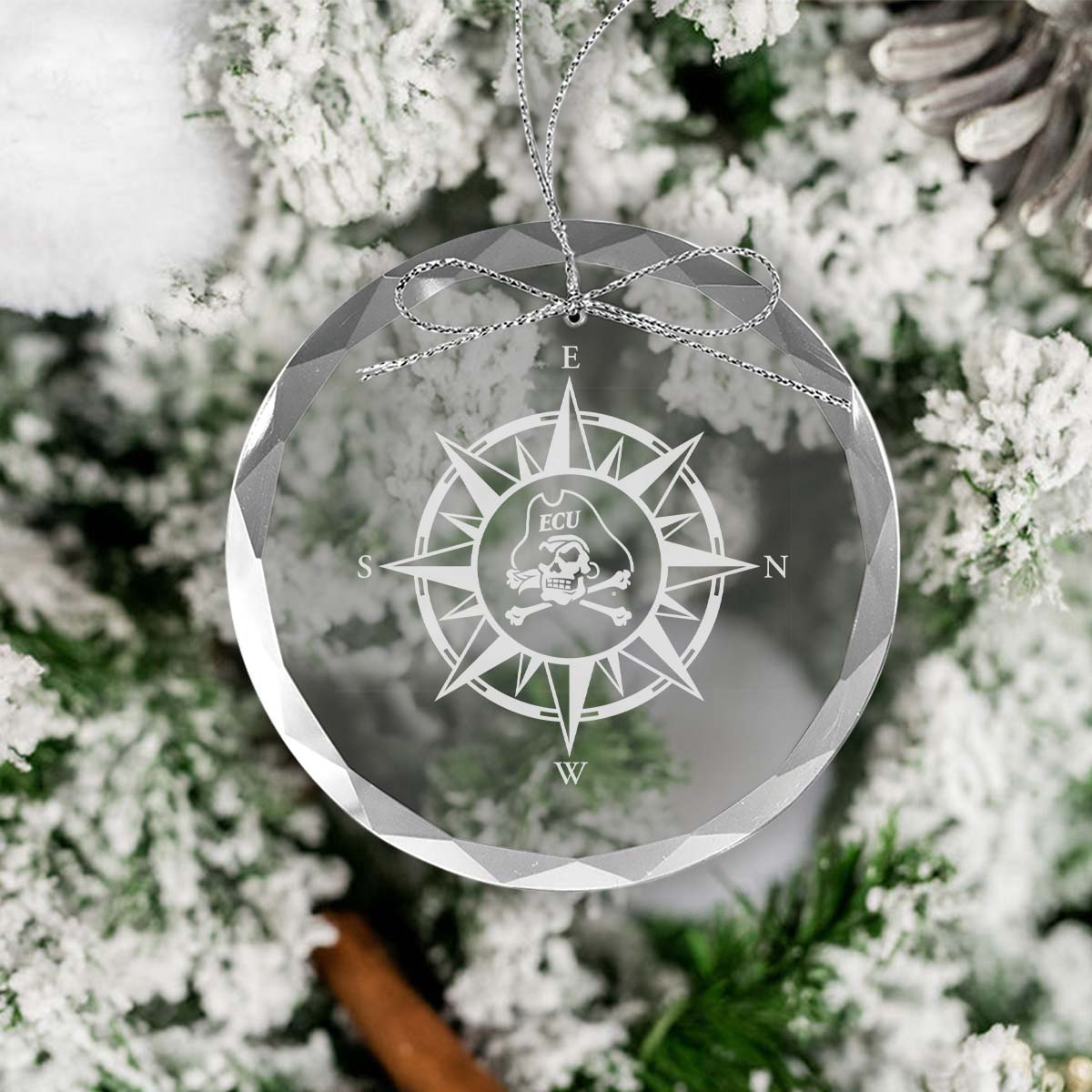 ECU® Athletics Compass Logo Glass Ornament
