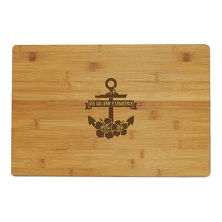 Engraved Anchor Bamboo Cutting Board - USS William P Lawrence Family Readiness Group