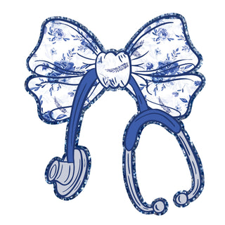 Blue Glitter Bow Badge Reel Topper