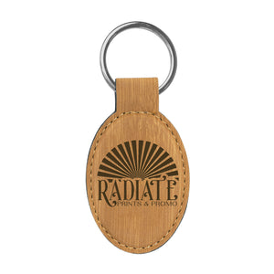 Engraved Leatherette Keychain - Oval