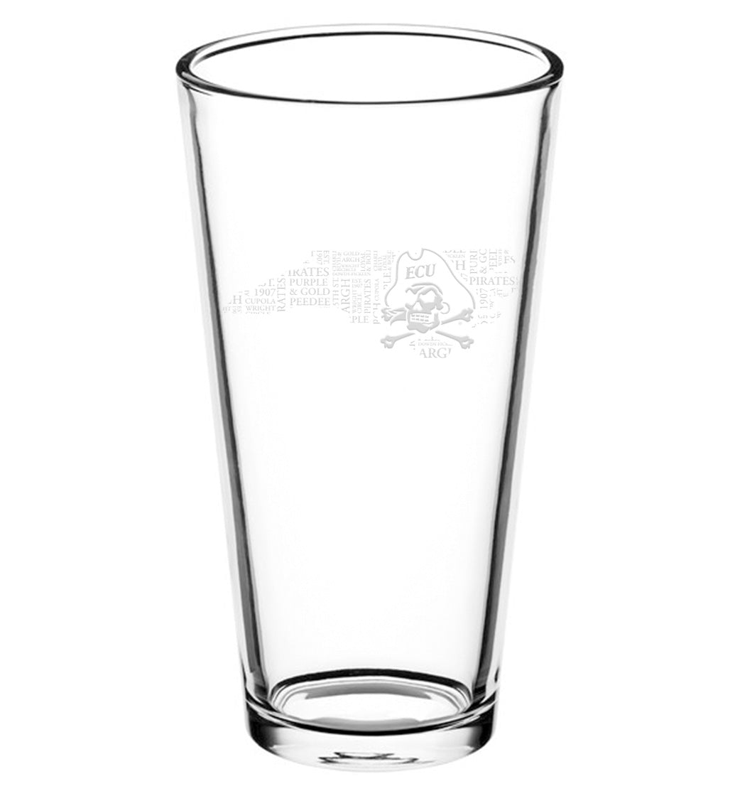 ECU® Athletics State Logo Engraved Glass