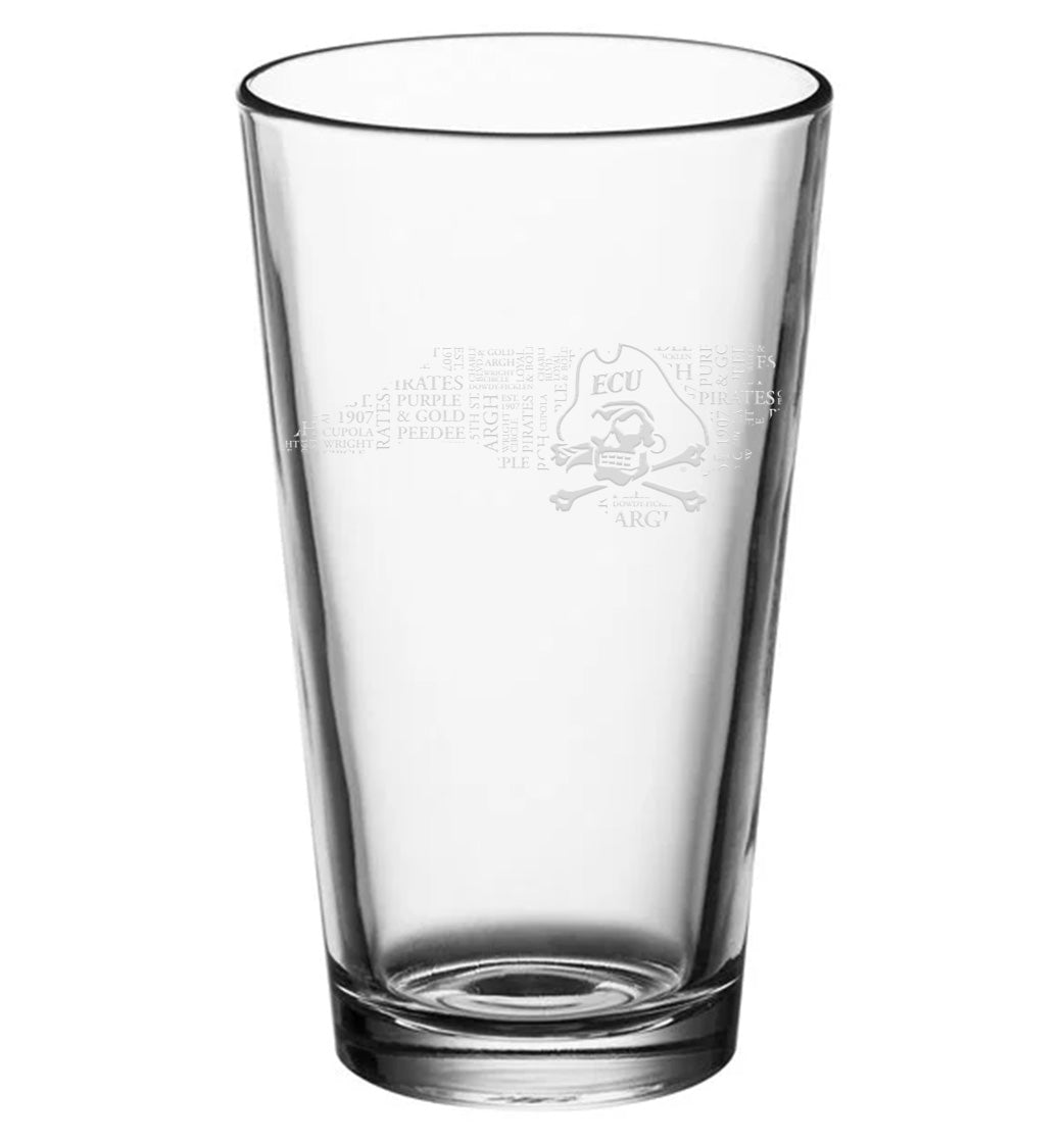 ECU® Athletics State Logo Engraved Pint Glass
