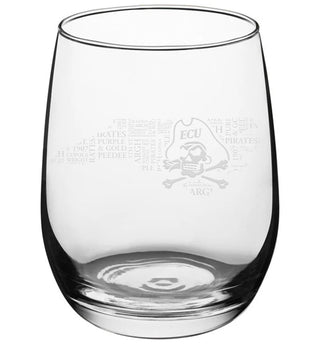 ECU® Athletics State Logo Engraved Wine Glass