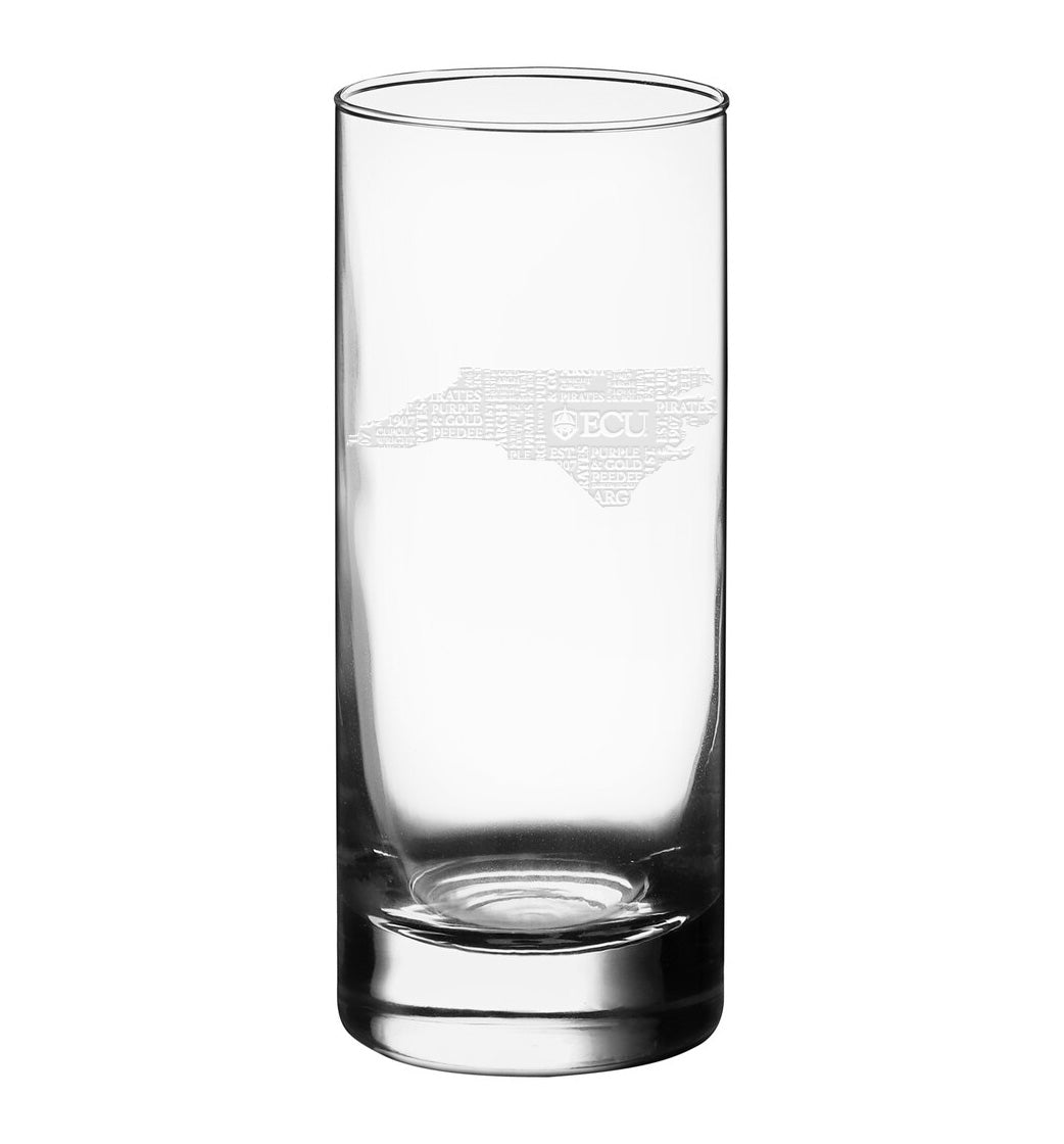 ECU® State Word Art Engraved Logo Straight Up Glass