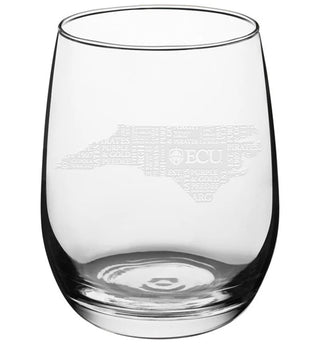ECU® State Word Art Engraved Logo Wine Glass