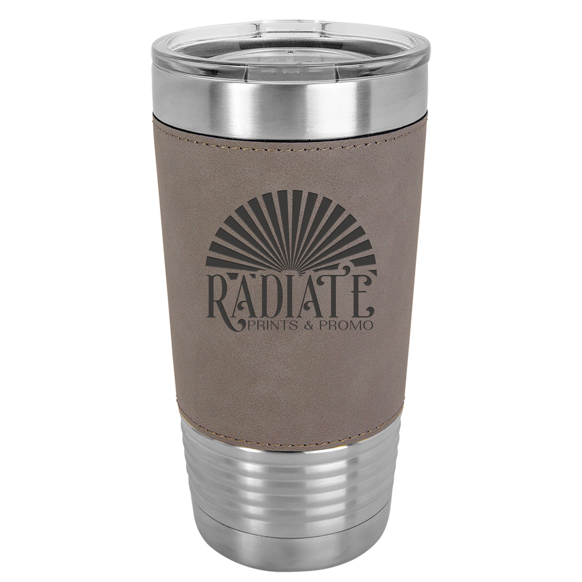 Engraved Logo Leather Ribbed Tumbler