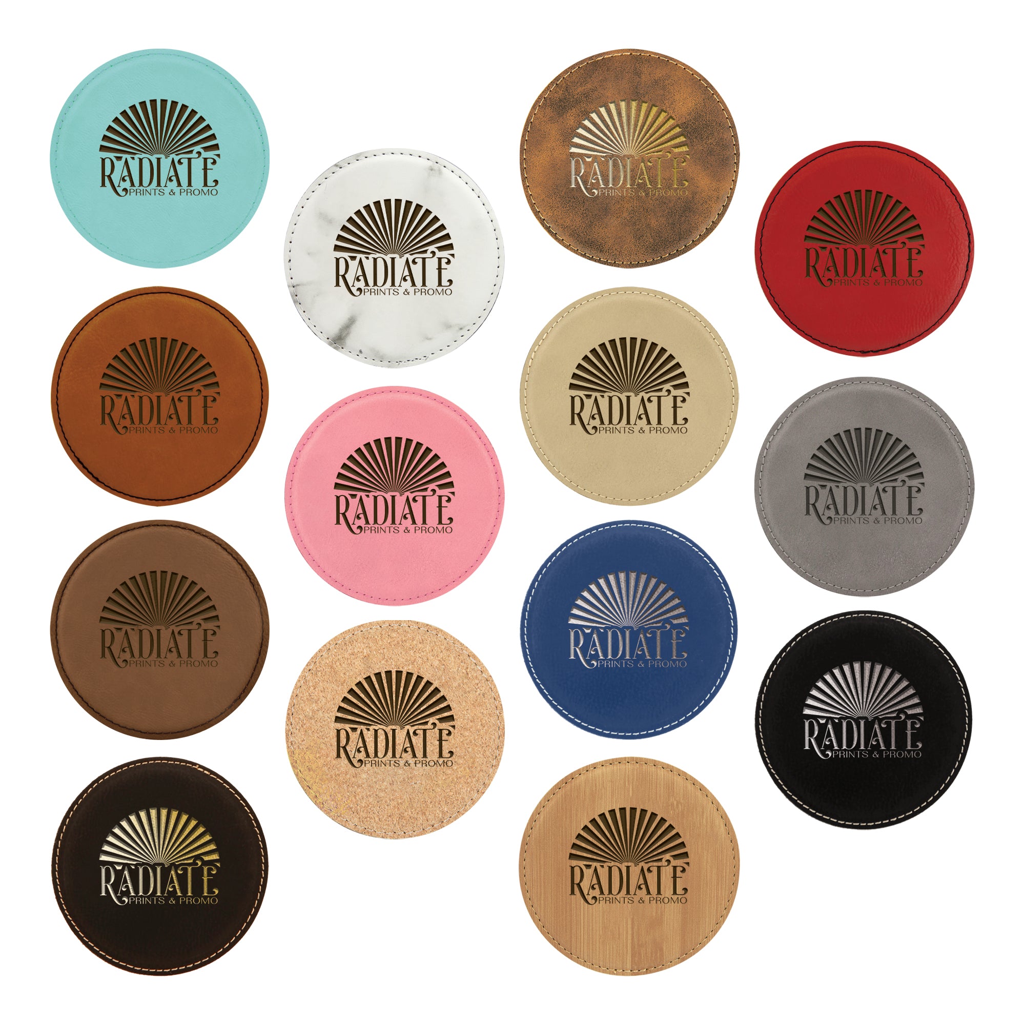 Engraved Leatherette Coaster - Round