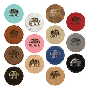 Engraved Leatherette Coaster - Round